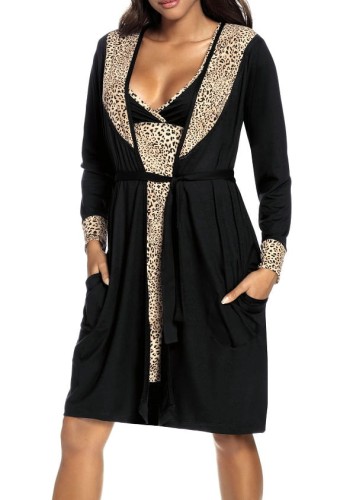 Hamana Valencia szlafrok wiązany z kieszonkami panterka.jpg