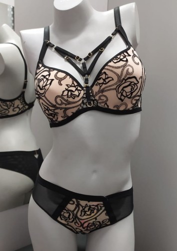 Lemax Flower Tatoo 2437 spacer z paskami na dekolcie czarno beżowy.jpg